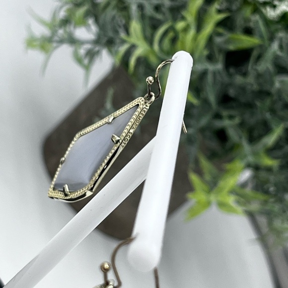 Kendra Scott Alex Slate Cat’s Eye 14K Gold Plated French Wire Earrings - Picture 11 of 12